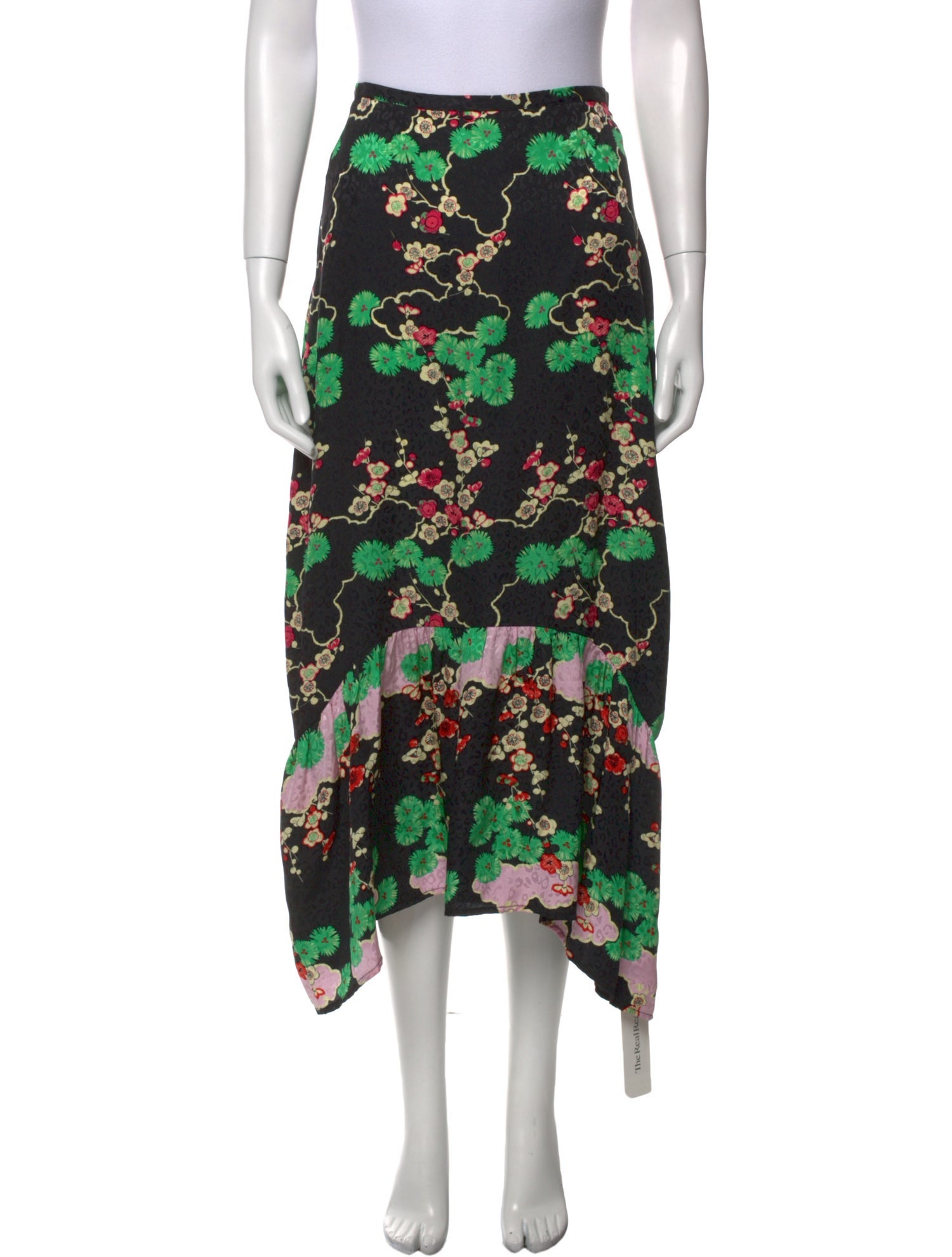 RIXO Silk Midi Length Skirt