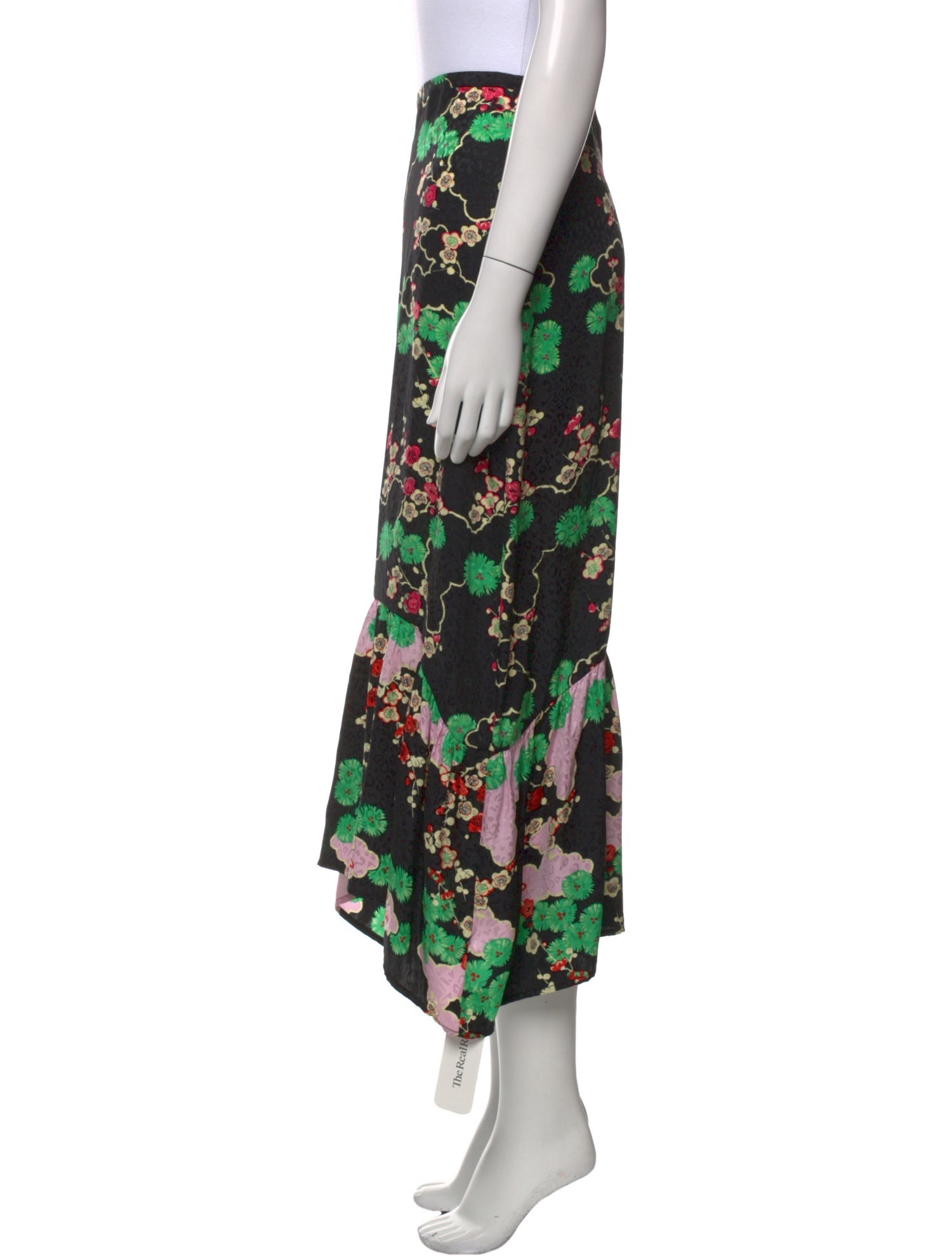 RIXO Silk Midi Length Skirt