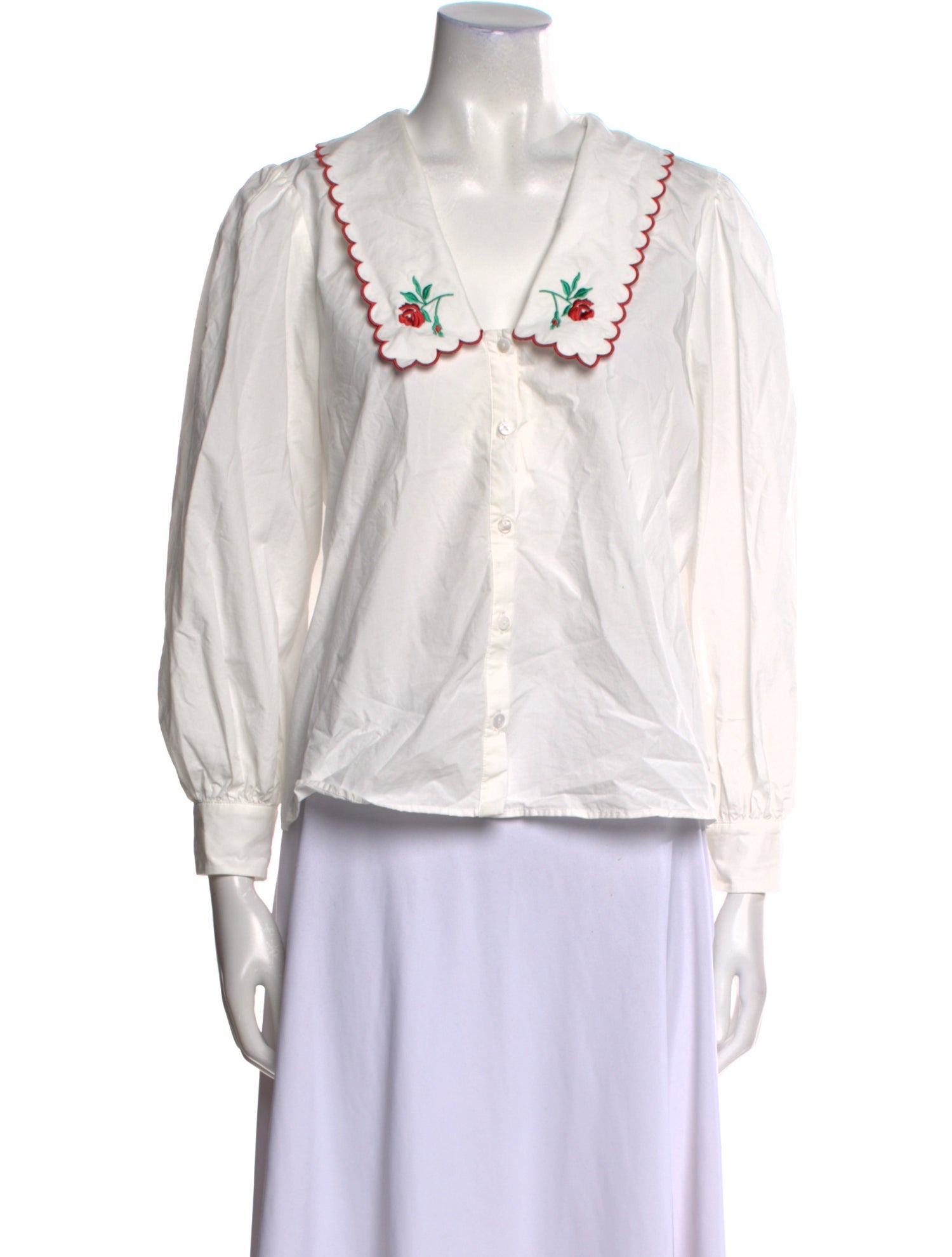 RIXO Long Sleeve Button-Up Top