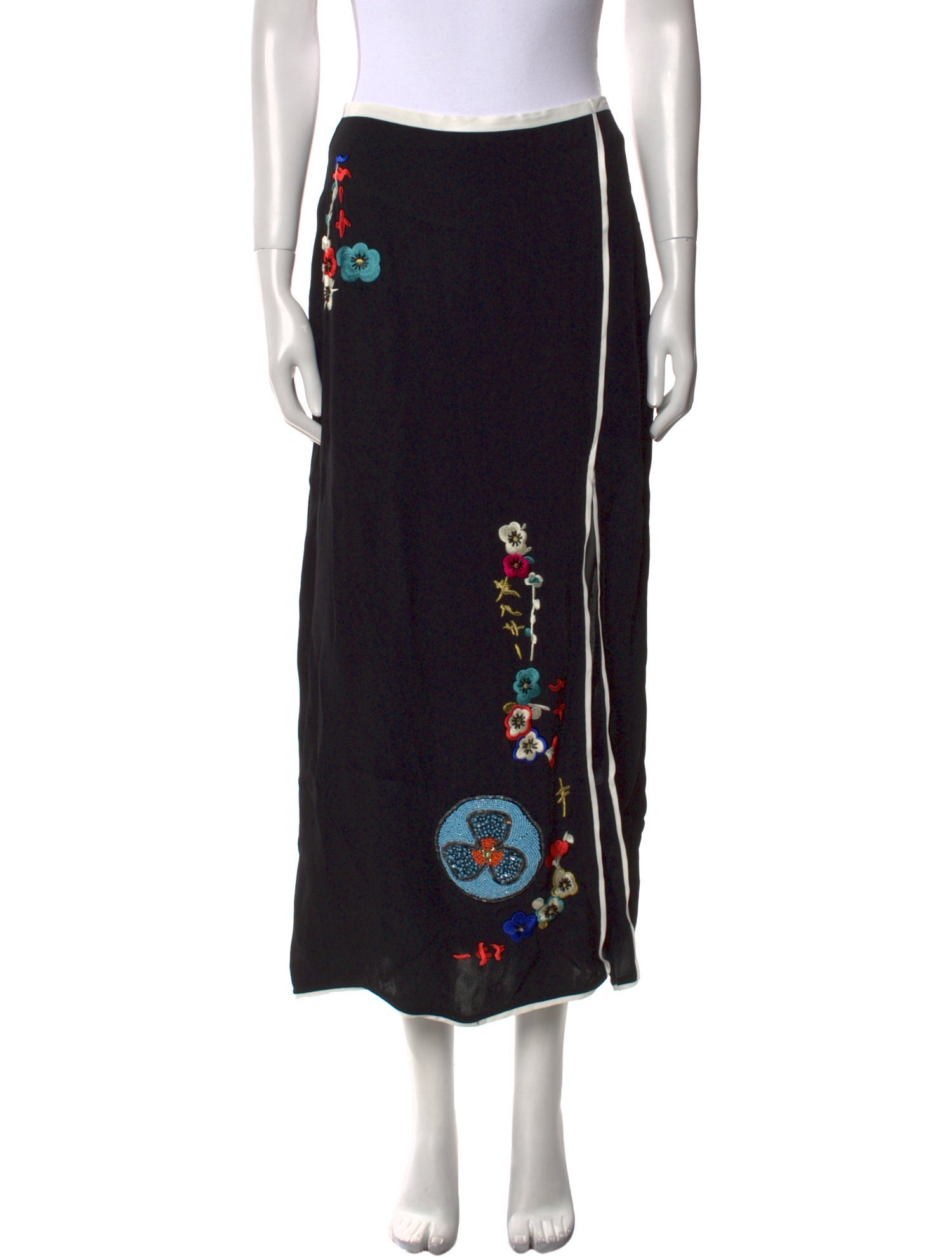 RIXO Floral Print Midi Length Skirt