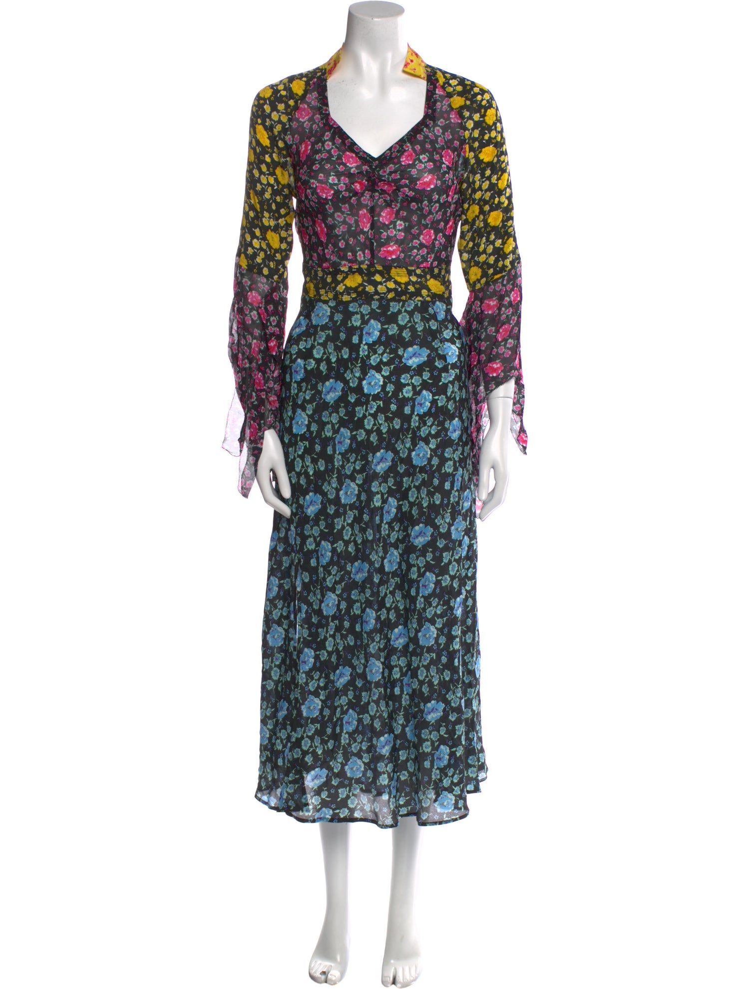 RIXO Silk Long Dress