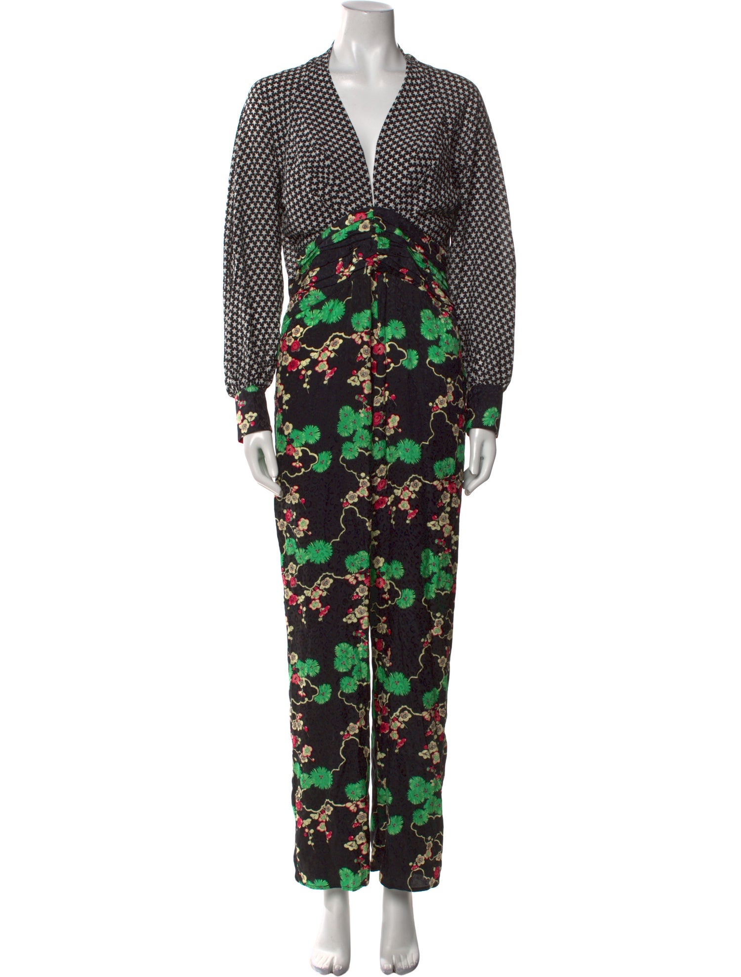 RIXO Printed V-Neck Jumpsuit w/ Tags