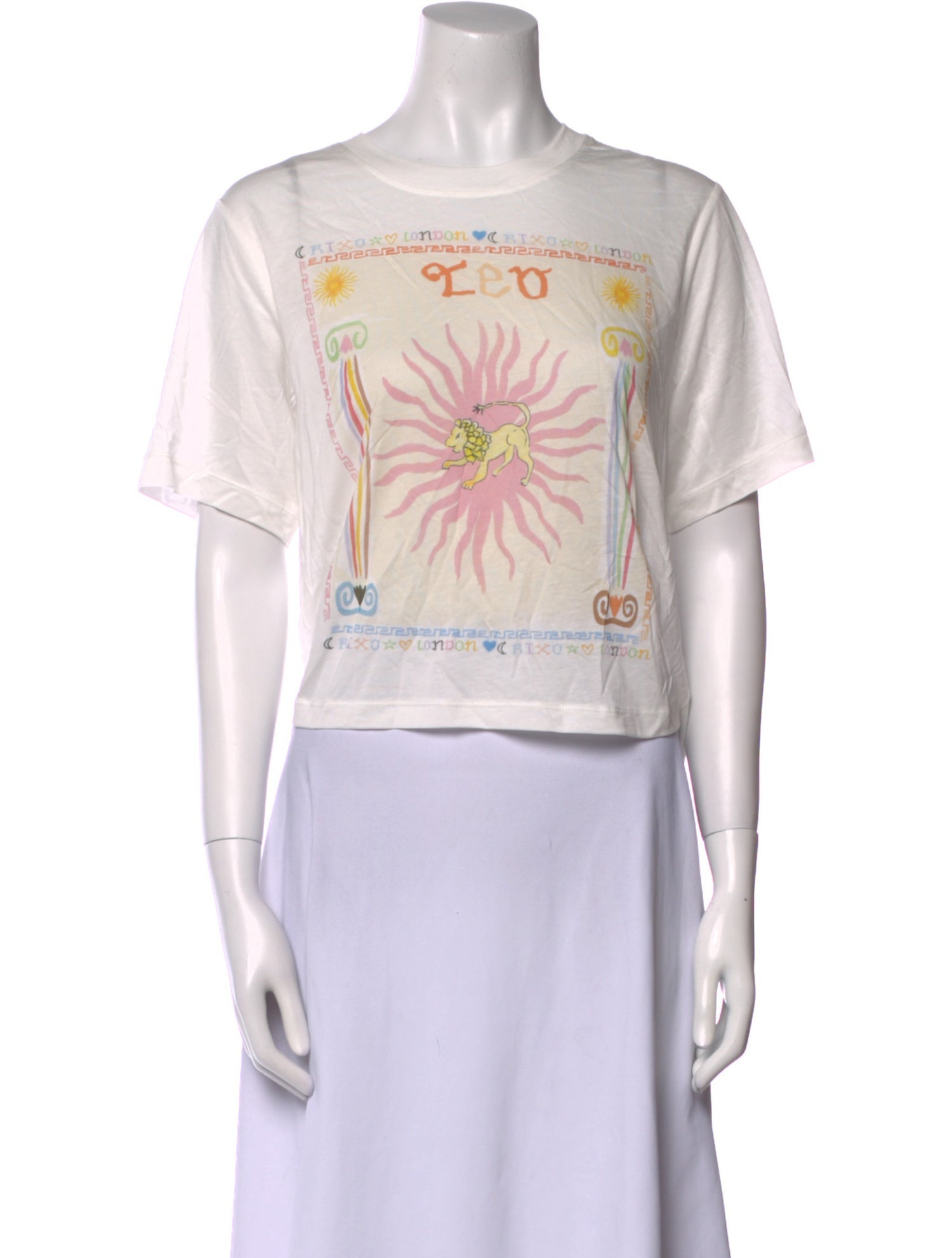 RIXO Graphic Print Bateau Neckline T-Shirt w/ Tags