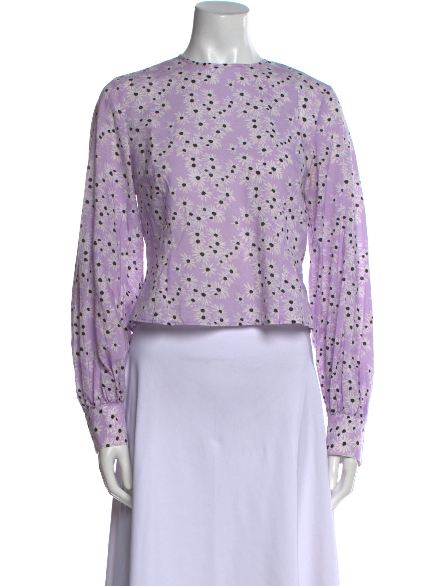 RIXO Floral Print Crew Neck Crop Top