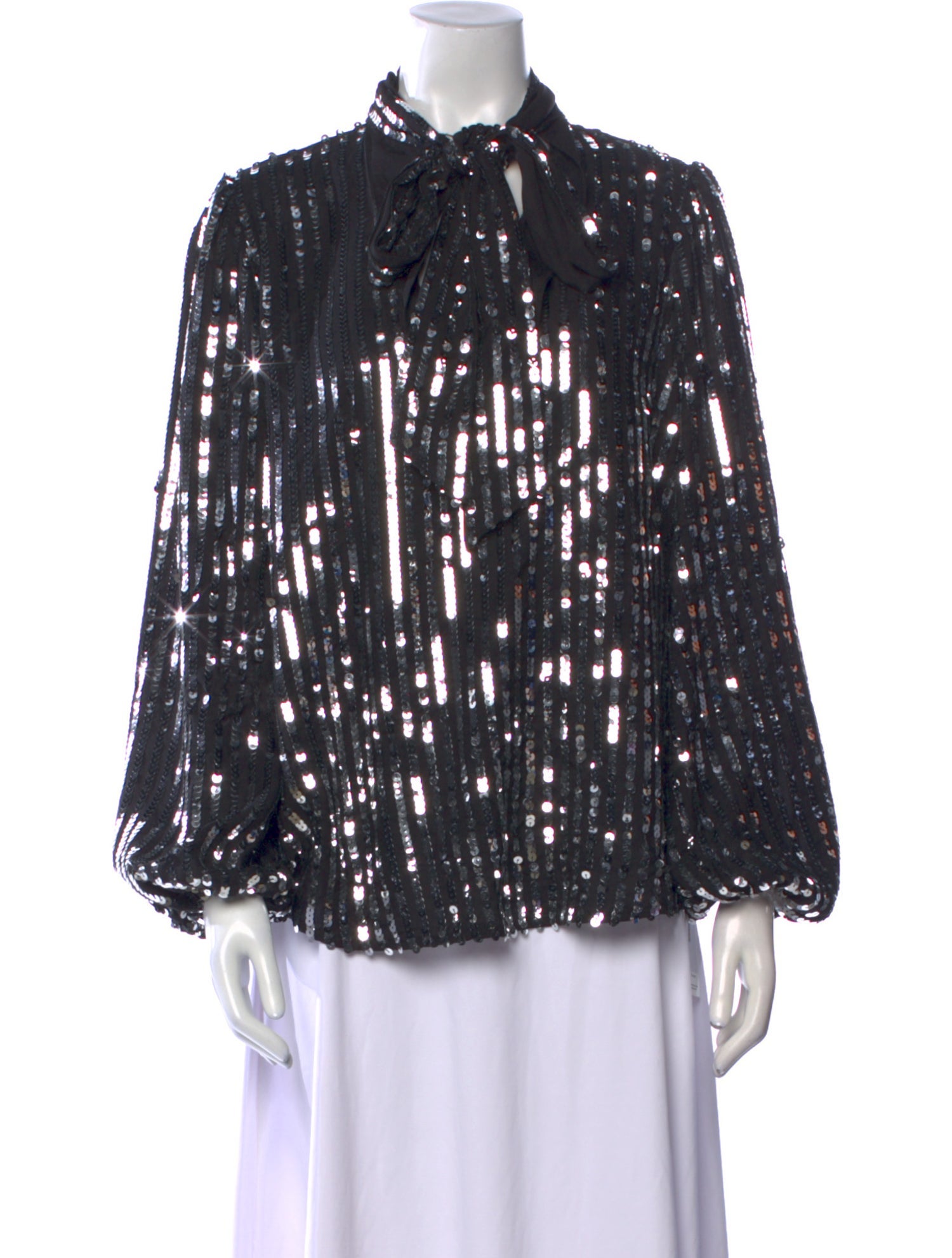 RIXO Printed Mock Neck Blouse