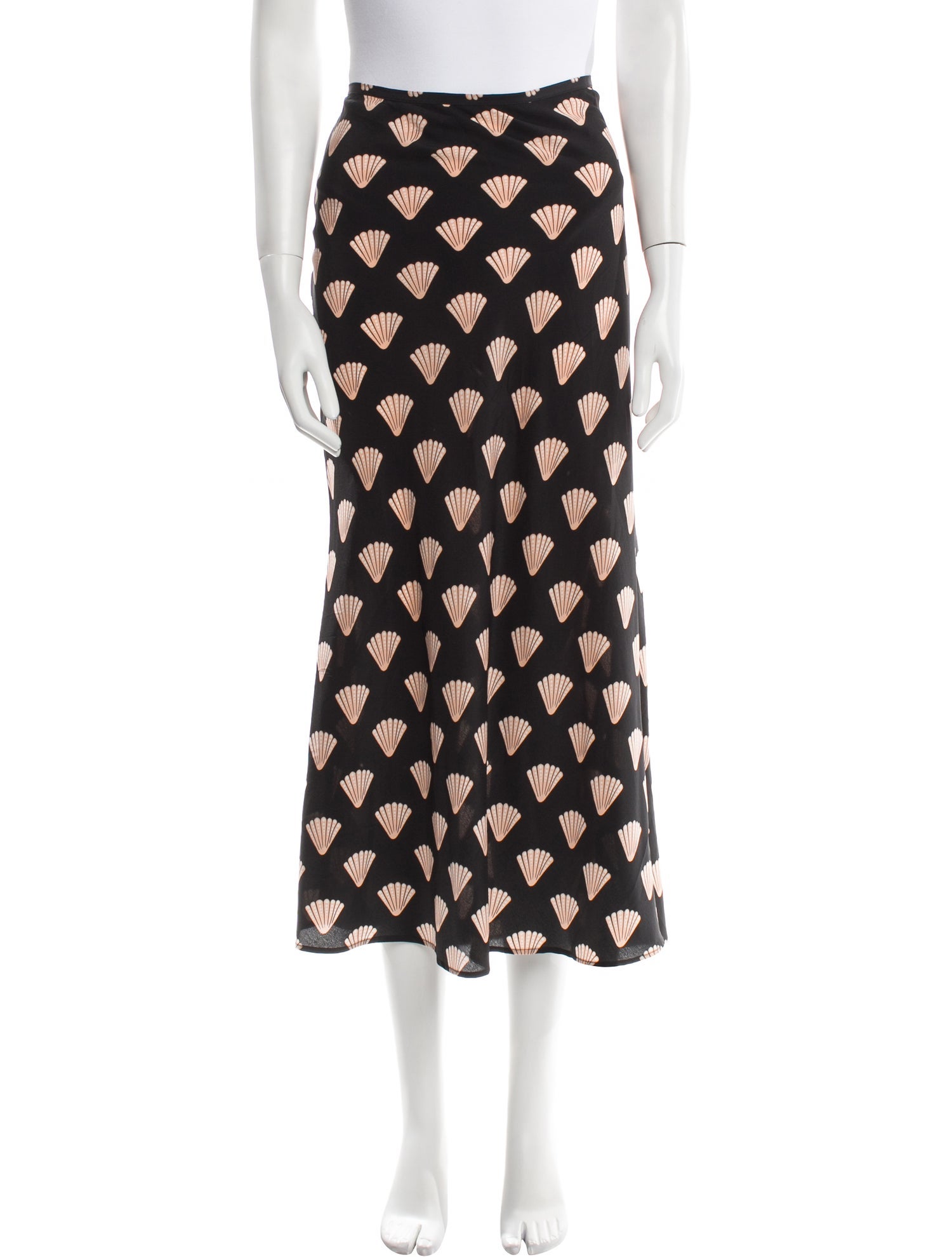 RIXO Silk Midi Length Skirt