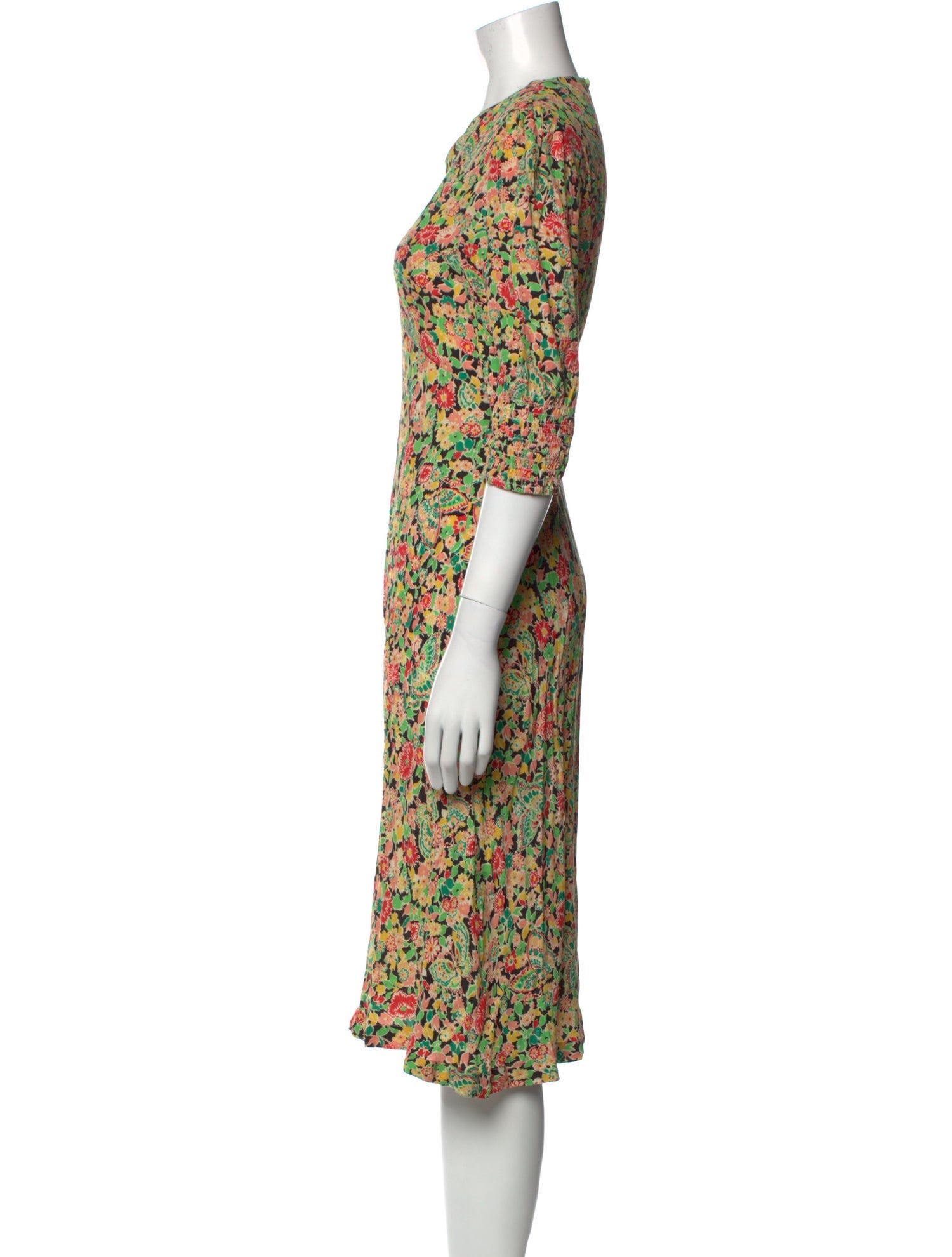 RIXO Floral Print Knee-Length Dress