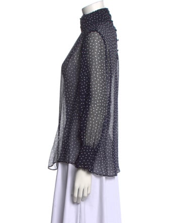 RIXO Silk Polka Dot Print Blouse
