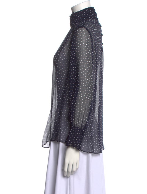 RIXO Silk Polka Dot Print Blouse