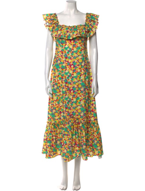 RIXO Floral Print Midi Length Dress