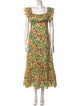 RIXO Floral Print Midi Length Dress