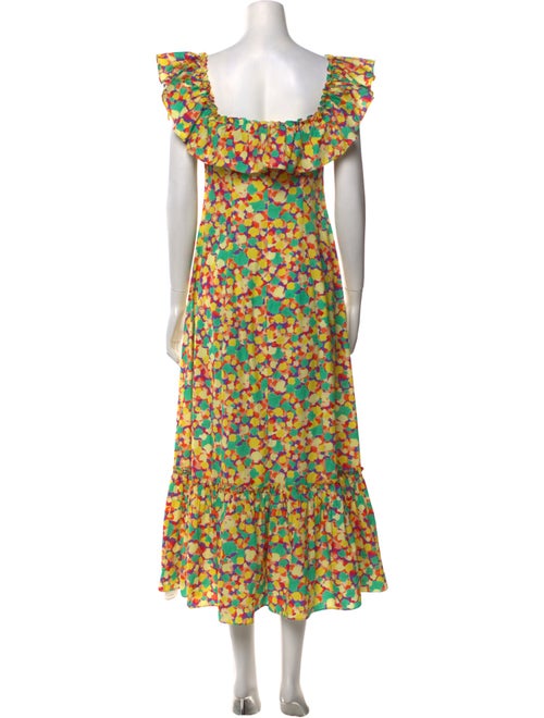 RIXO Floral Print Midi Length Dress