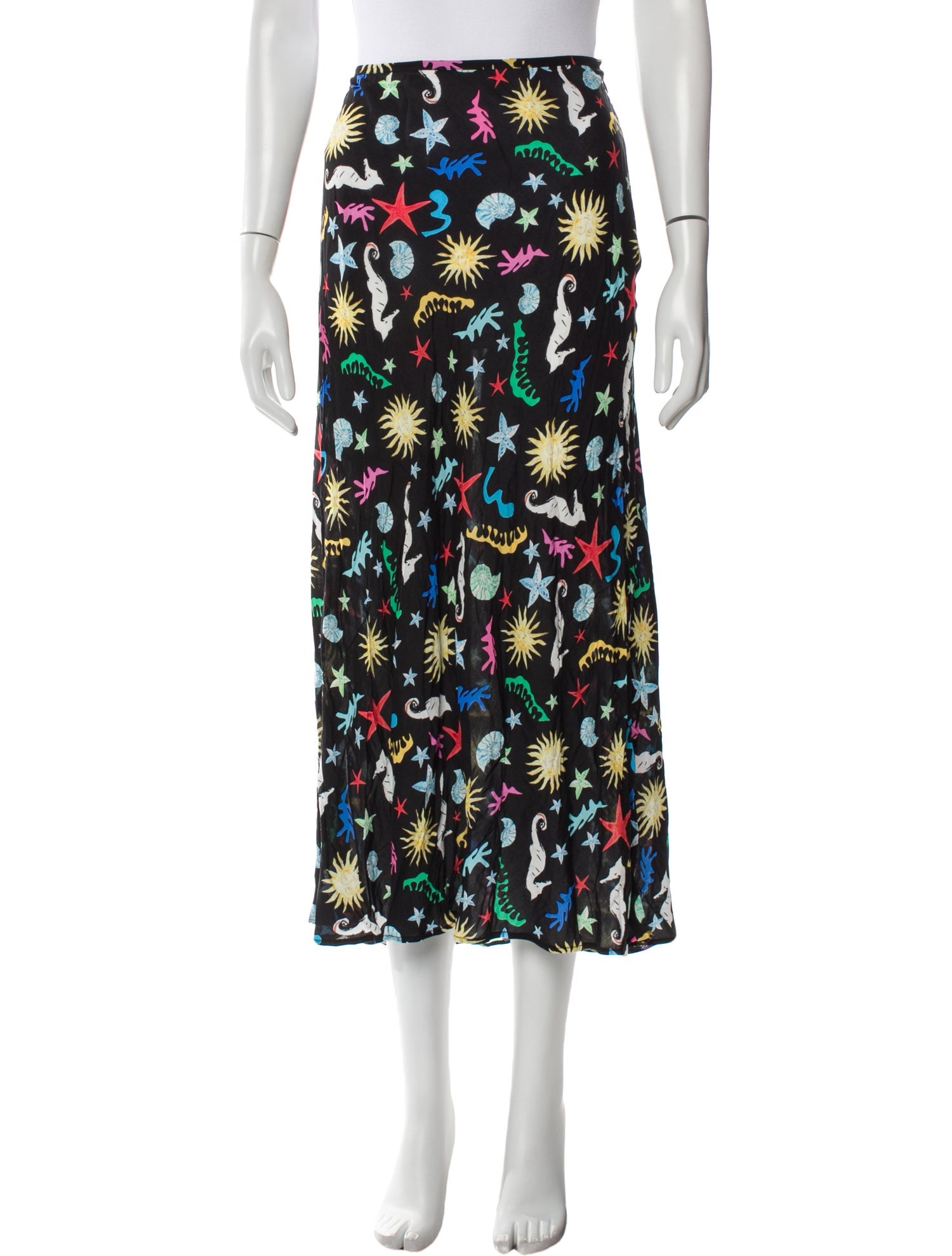 RIXO Floral Print Midi Length Skirt