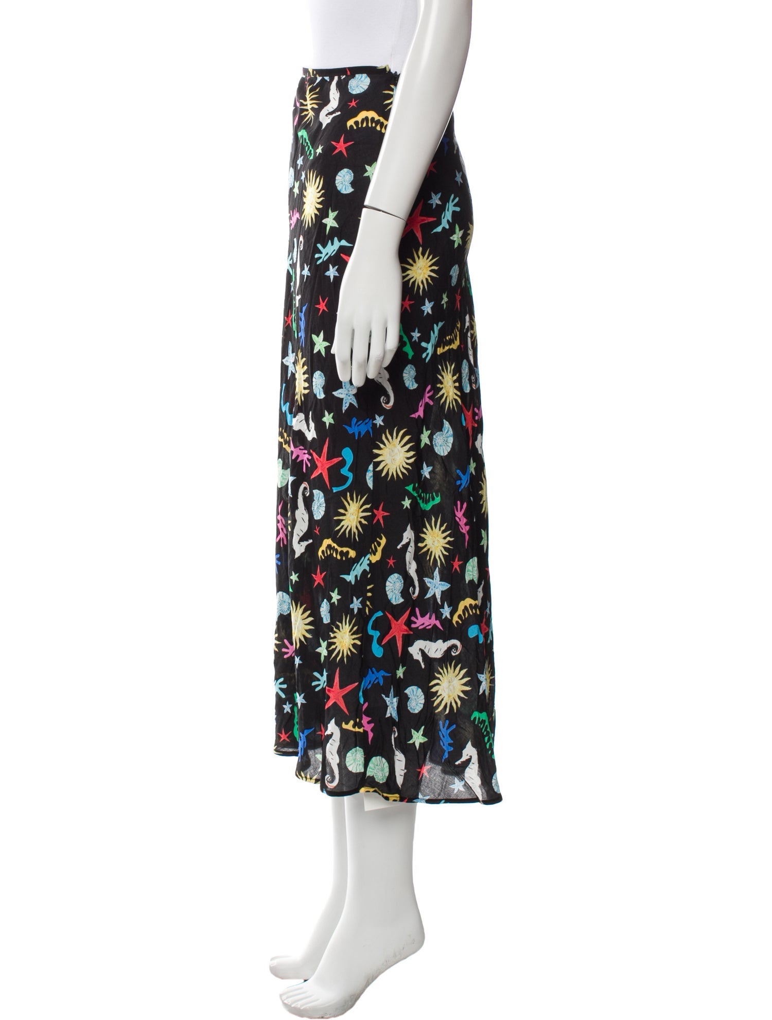 RIXO Floral Print Midi Length Skirt