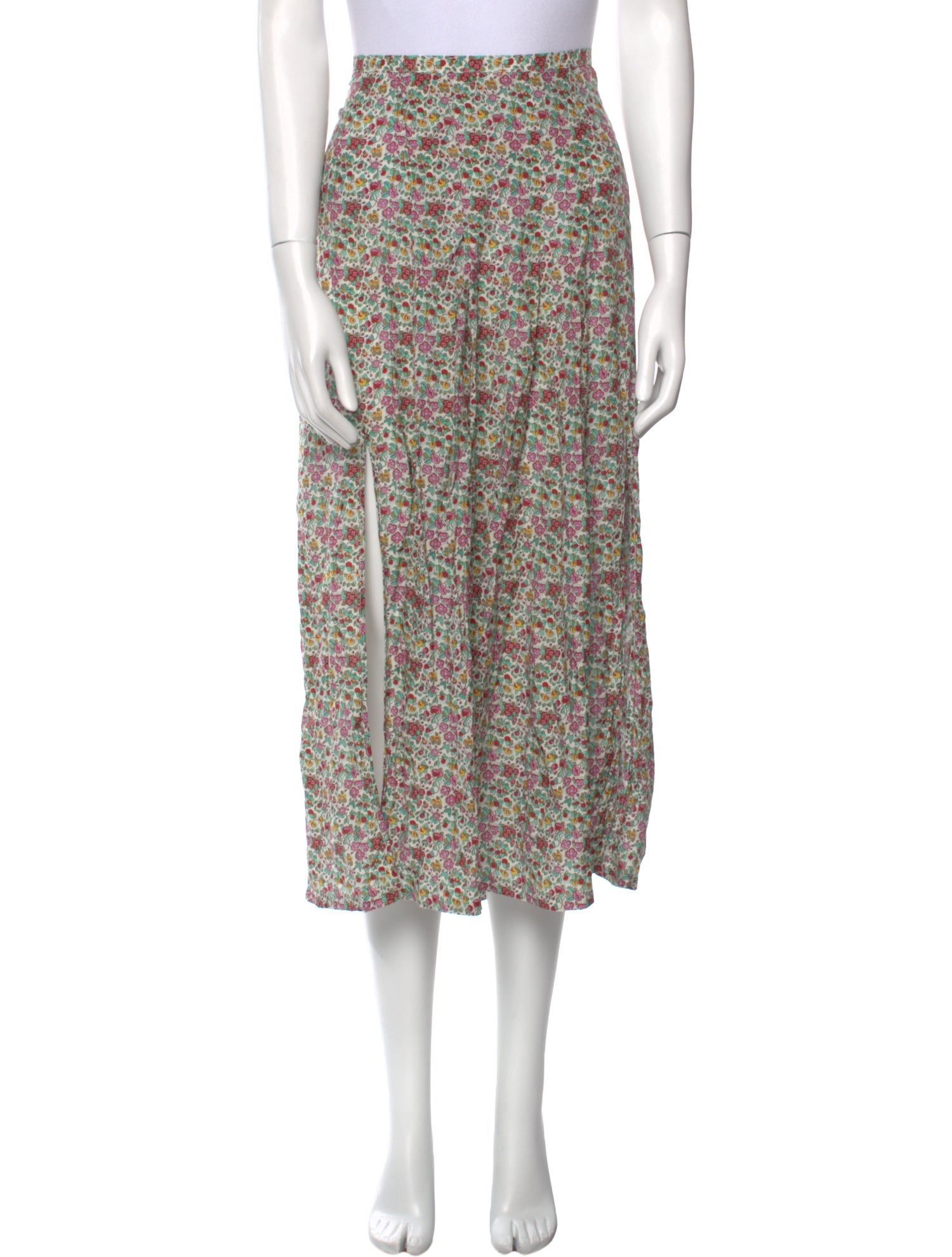 RIXO Floral Print Midi Length Skirt