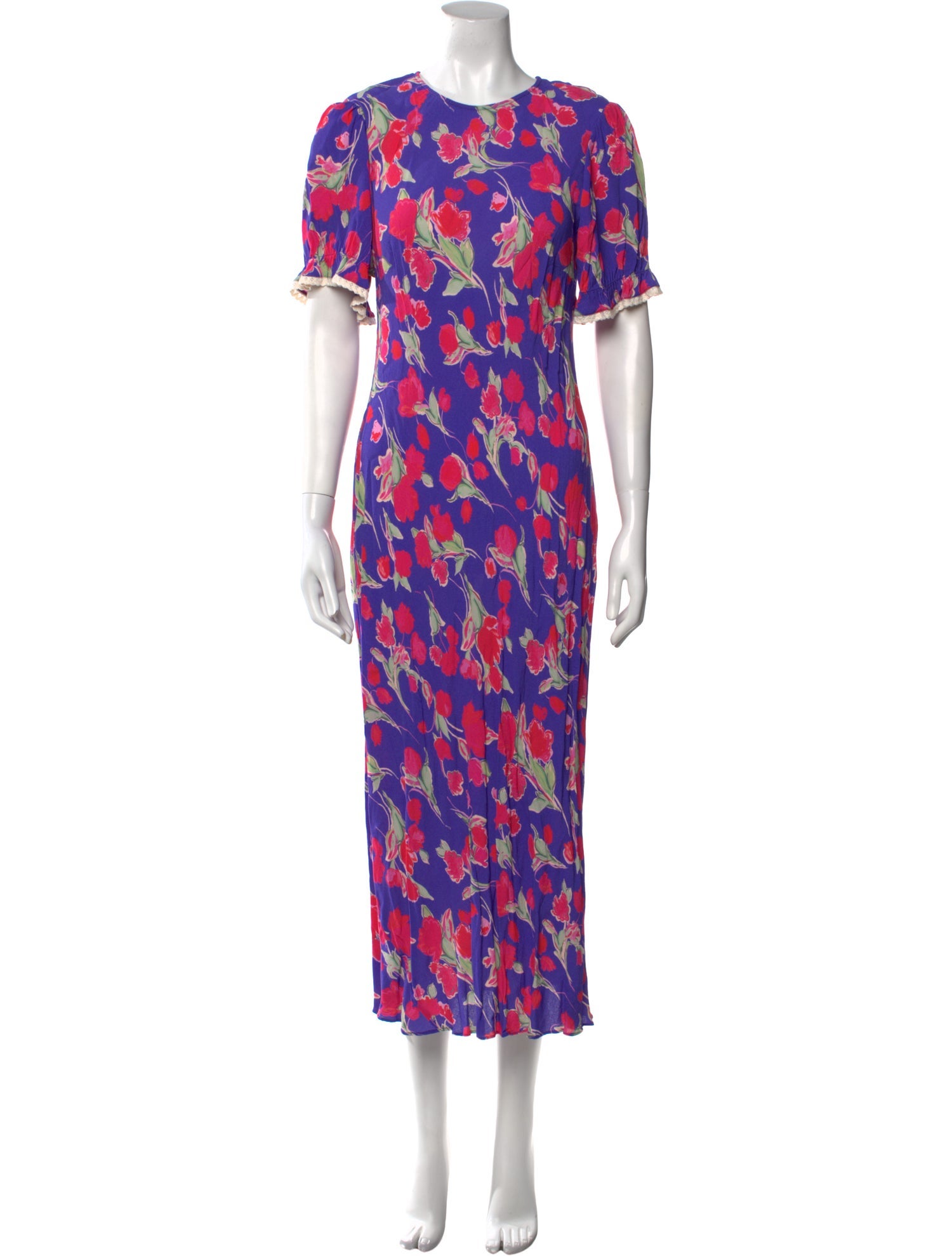 RIXO Floral Print Midi Length Dress