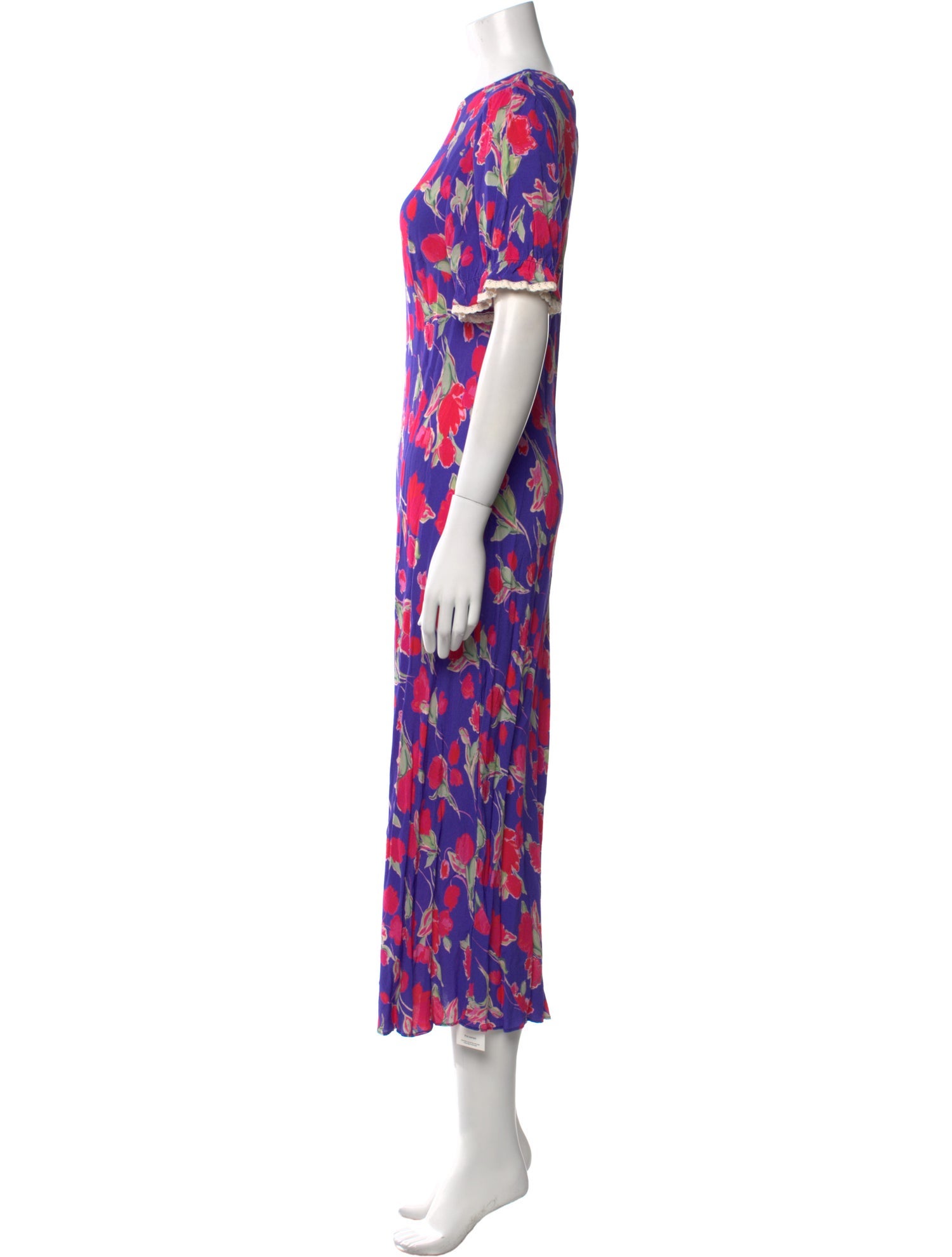 RIXO Floral Print Midi Length Dress