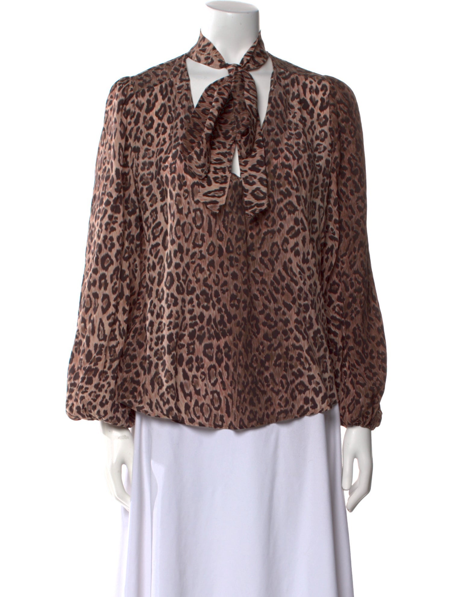 RIXO Silk Animal Print Blouse