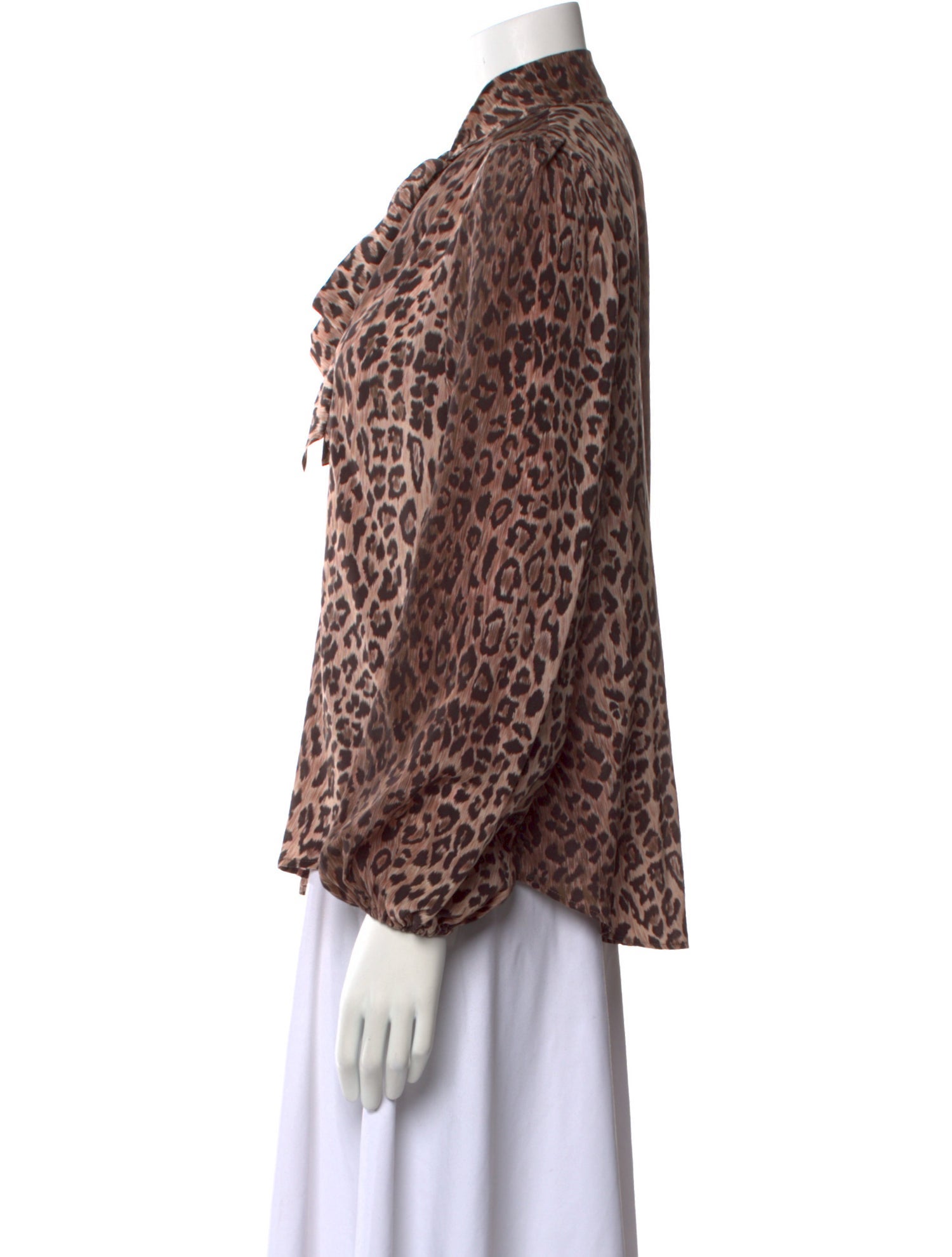 RIXO Silk Animal Print Blouse