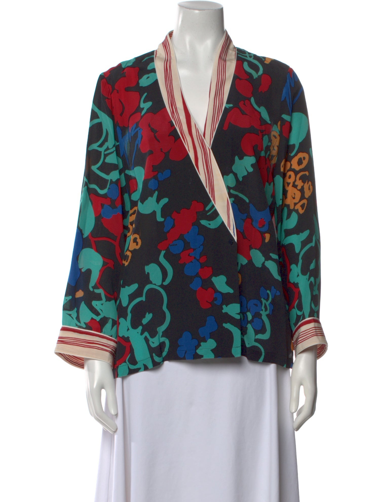 RIXO Silk Printed Blouse