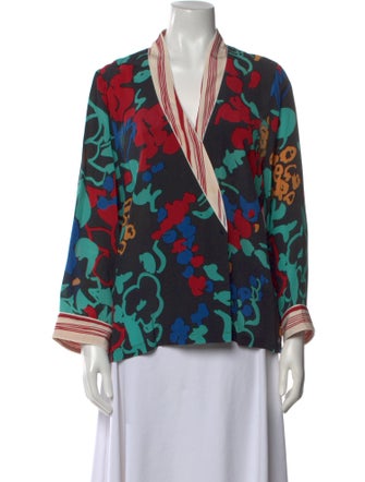 RIXO Silk Printed Blouse