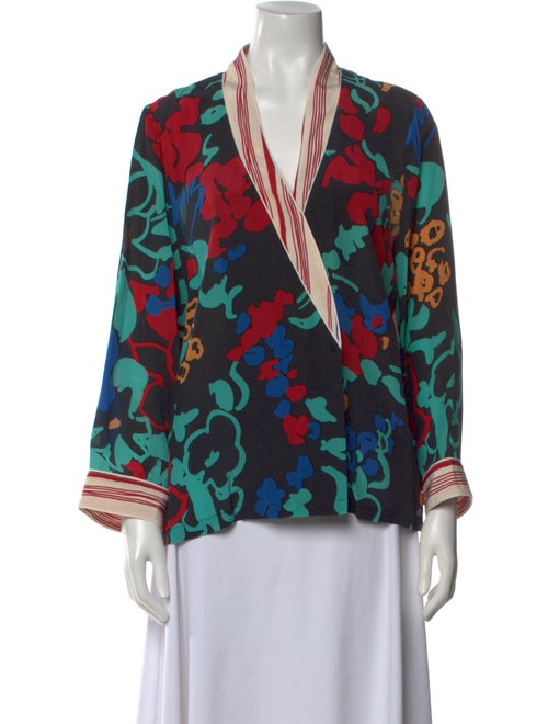 RIXO Silk Printed Blouse