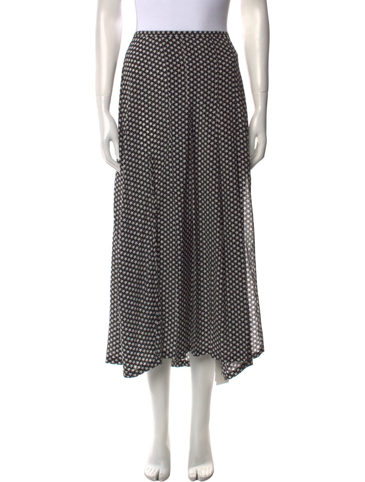 RIXO Silk Midi Length Skirt