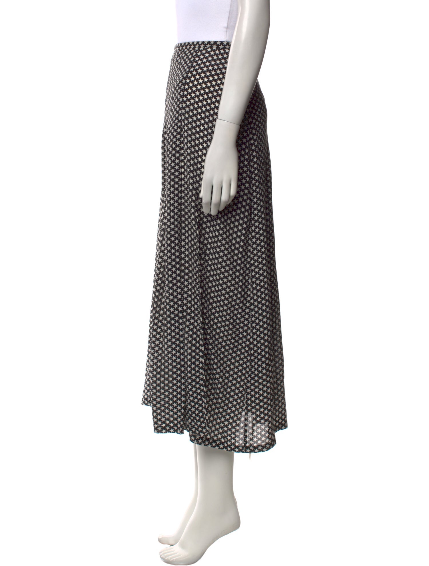 RIXO Silk Midi Length Skirt