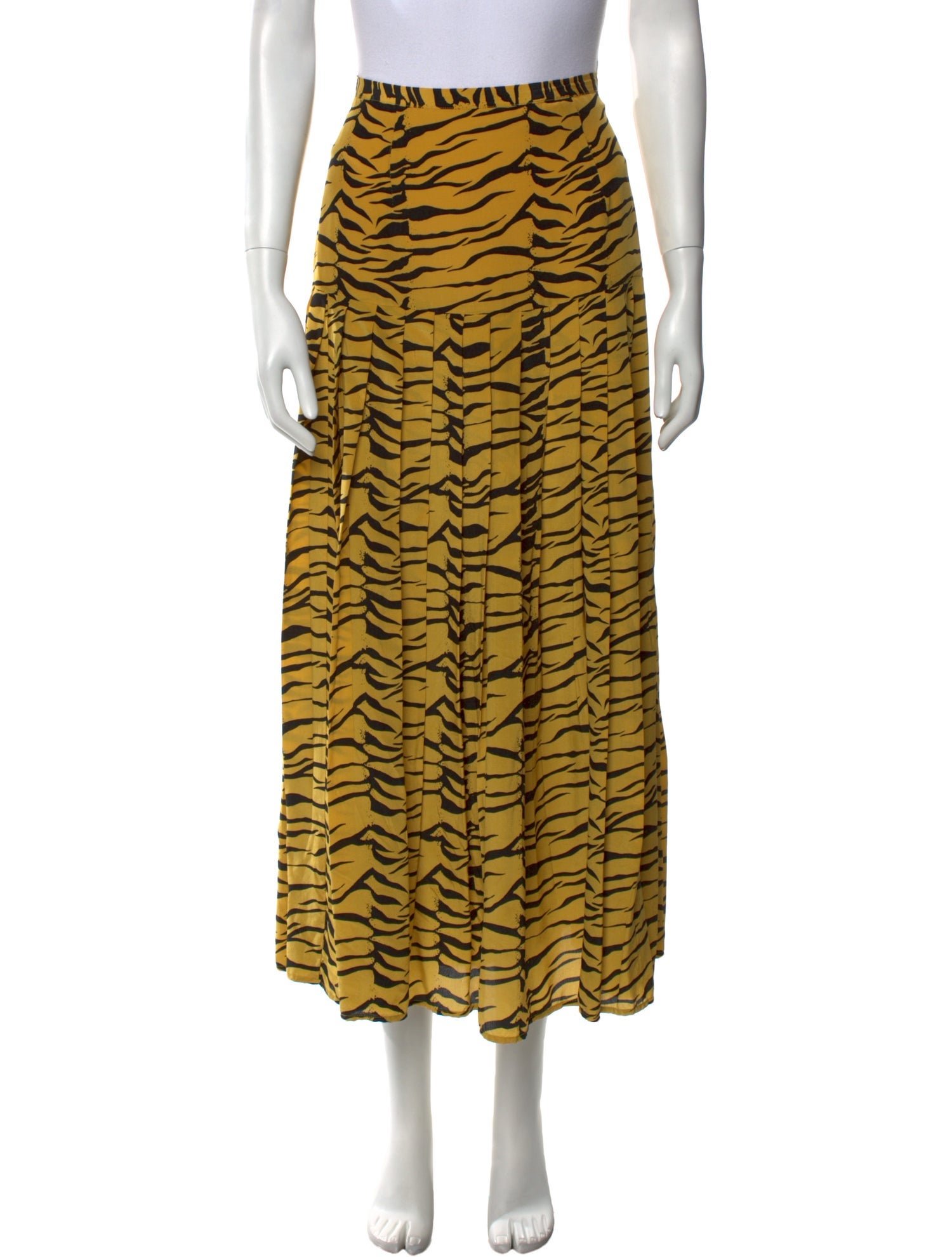 RIXO Silk Midi Length Skirt