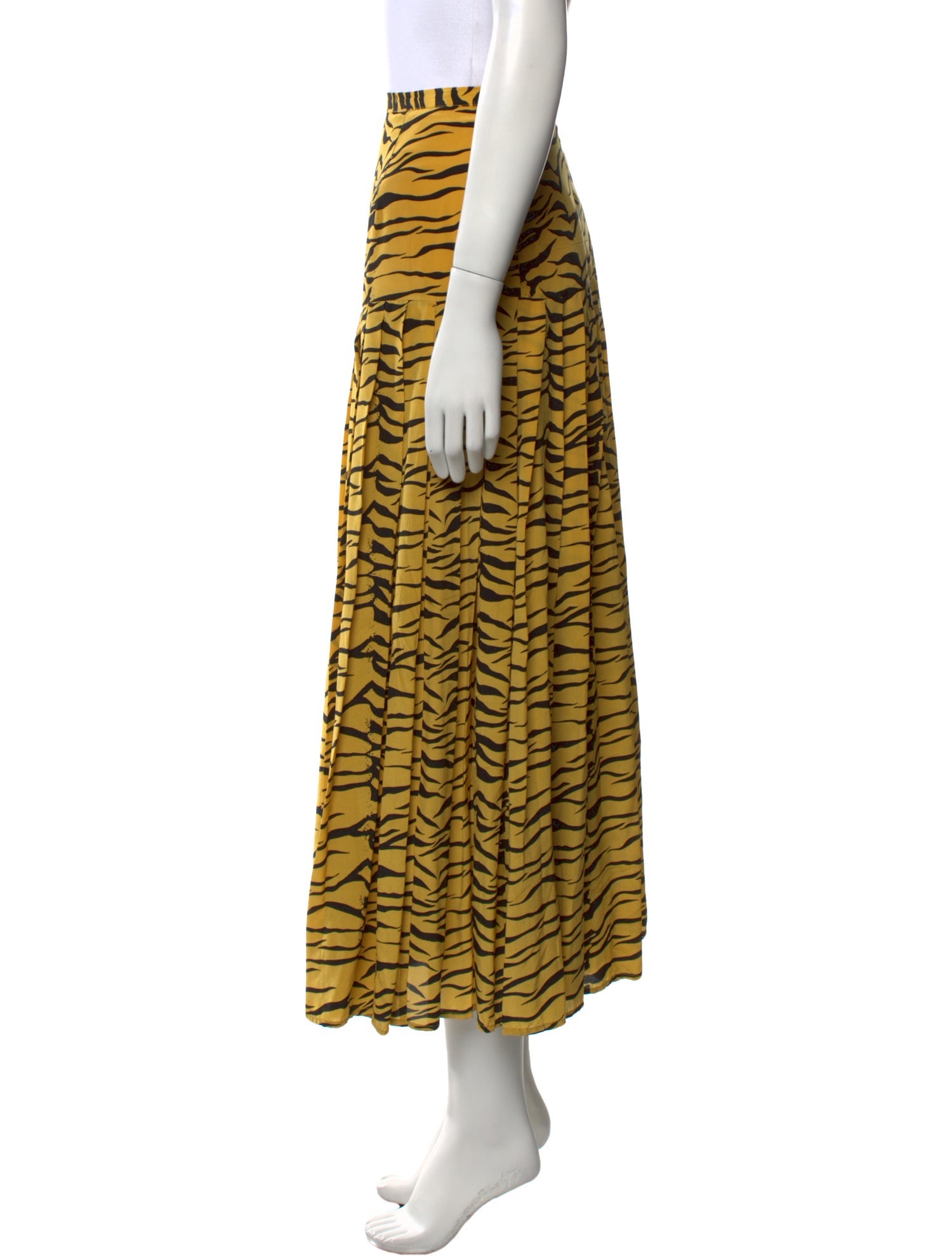 RIXO Silk Midi Length Skirt