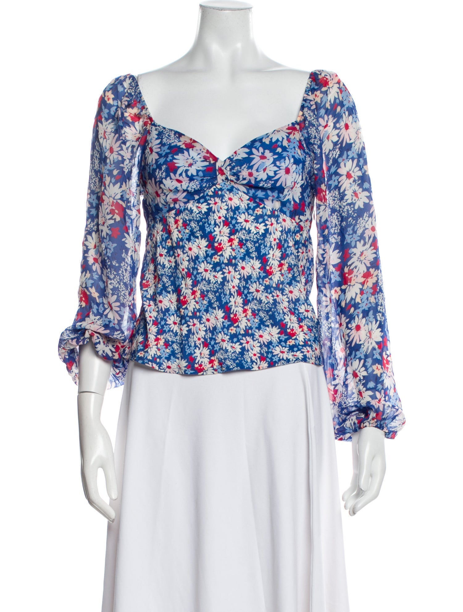 RIXO Floral Print Off-The-Shoulder Blouse