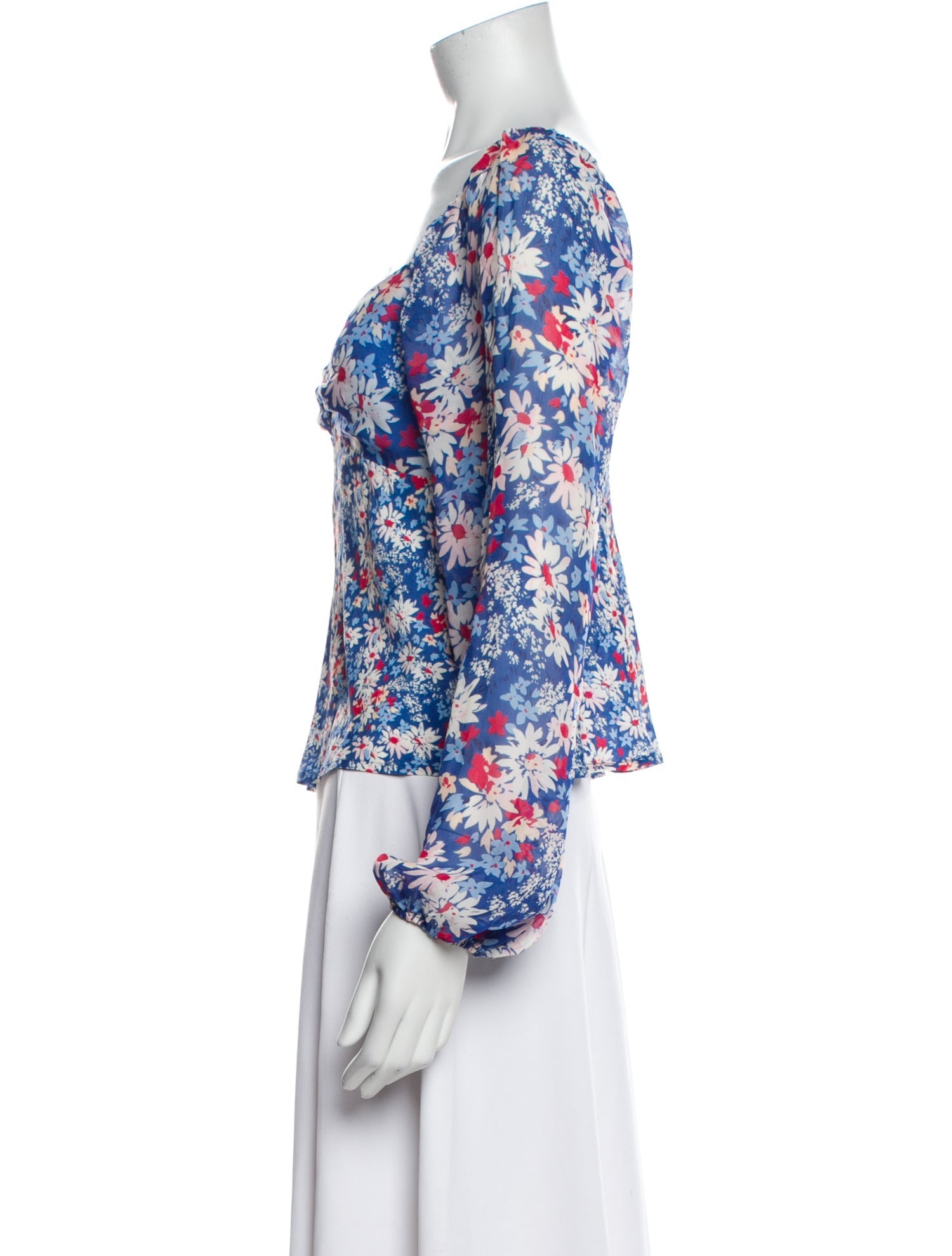 RIXO Floral Print Off-The-Shoulder Blouse