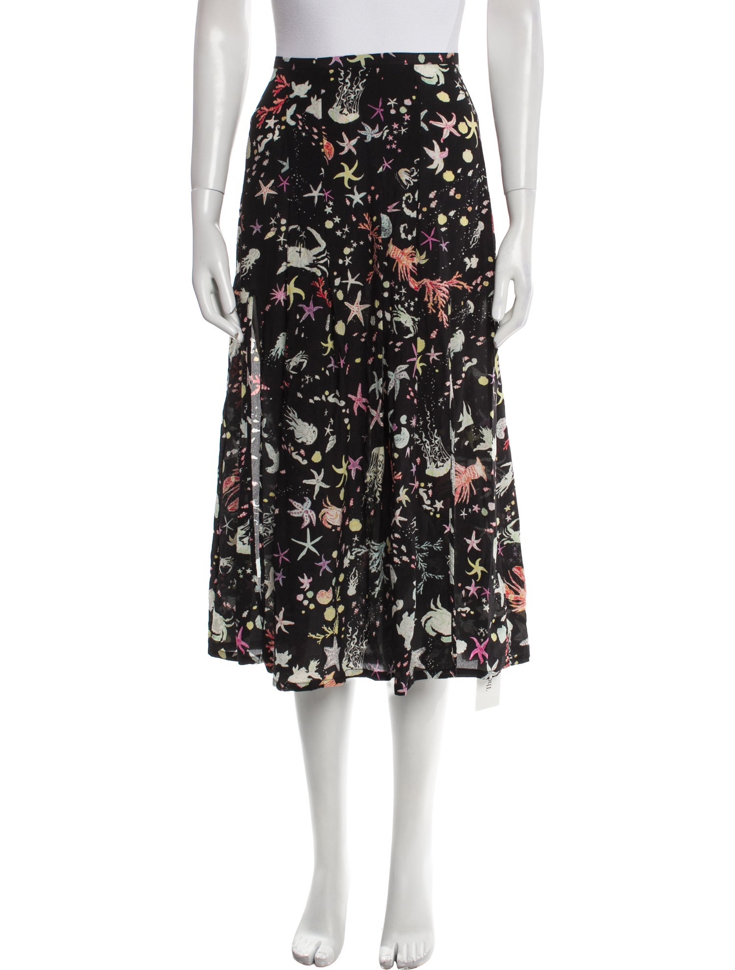 RIXO Silk Midi Length Skirt