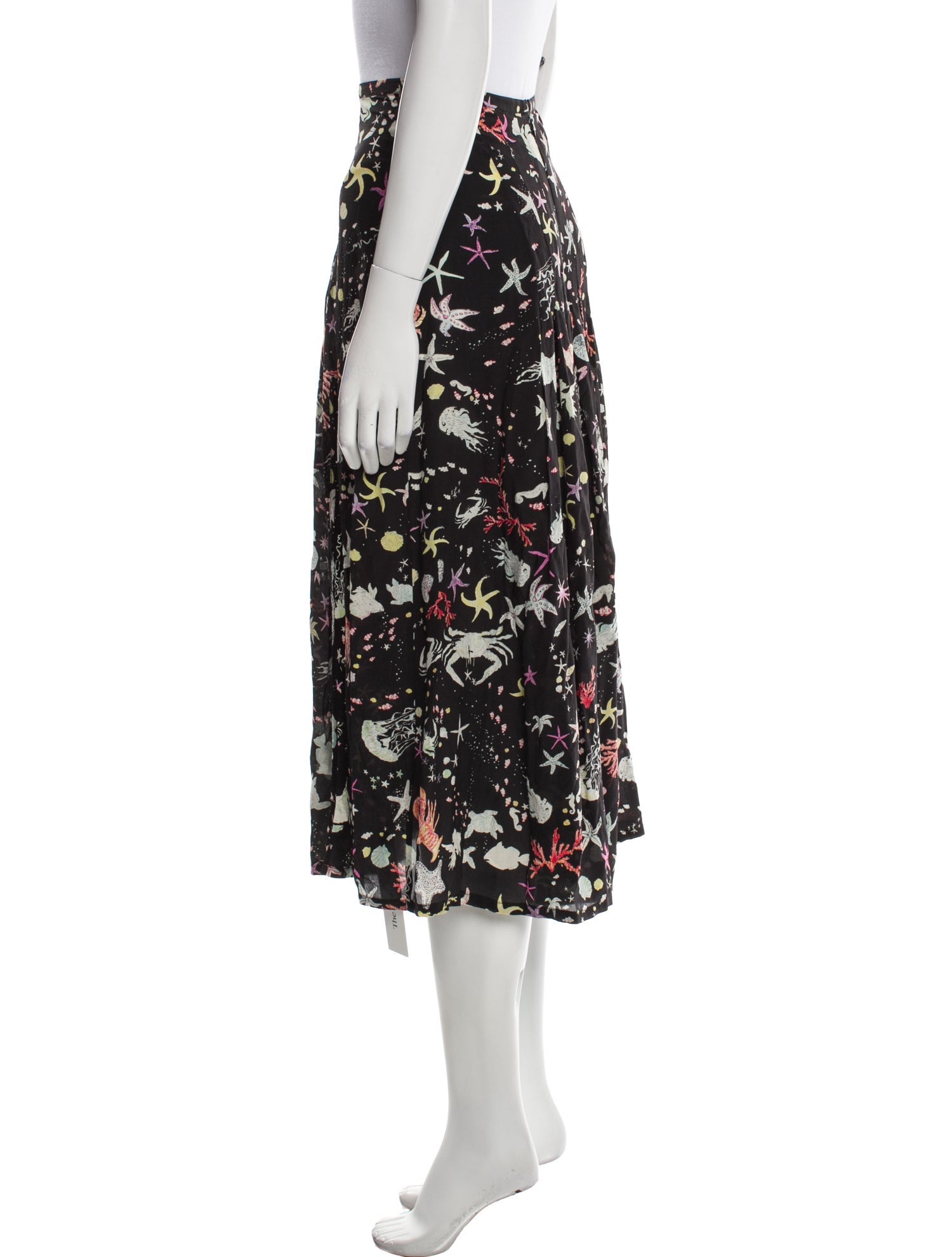 RIXO Silk Midi Length Skirt