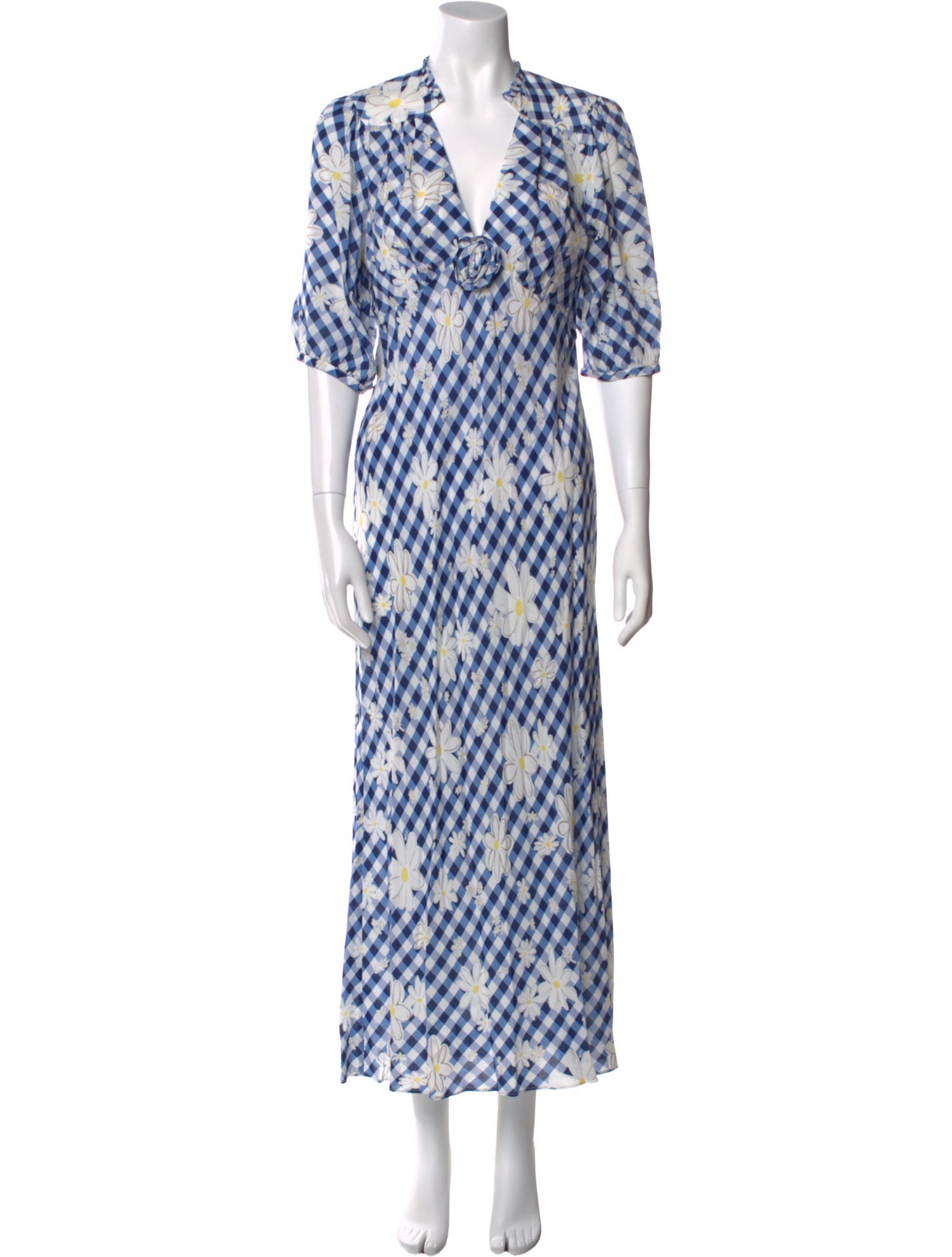 RIXO Printed Long Dress