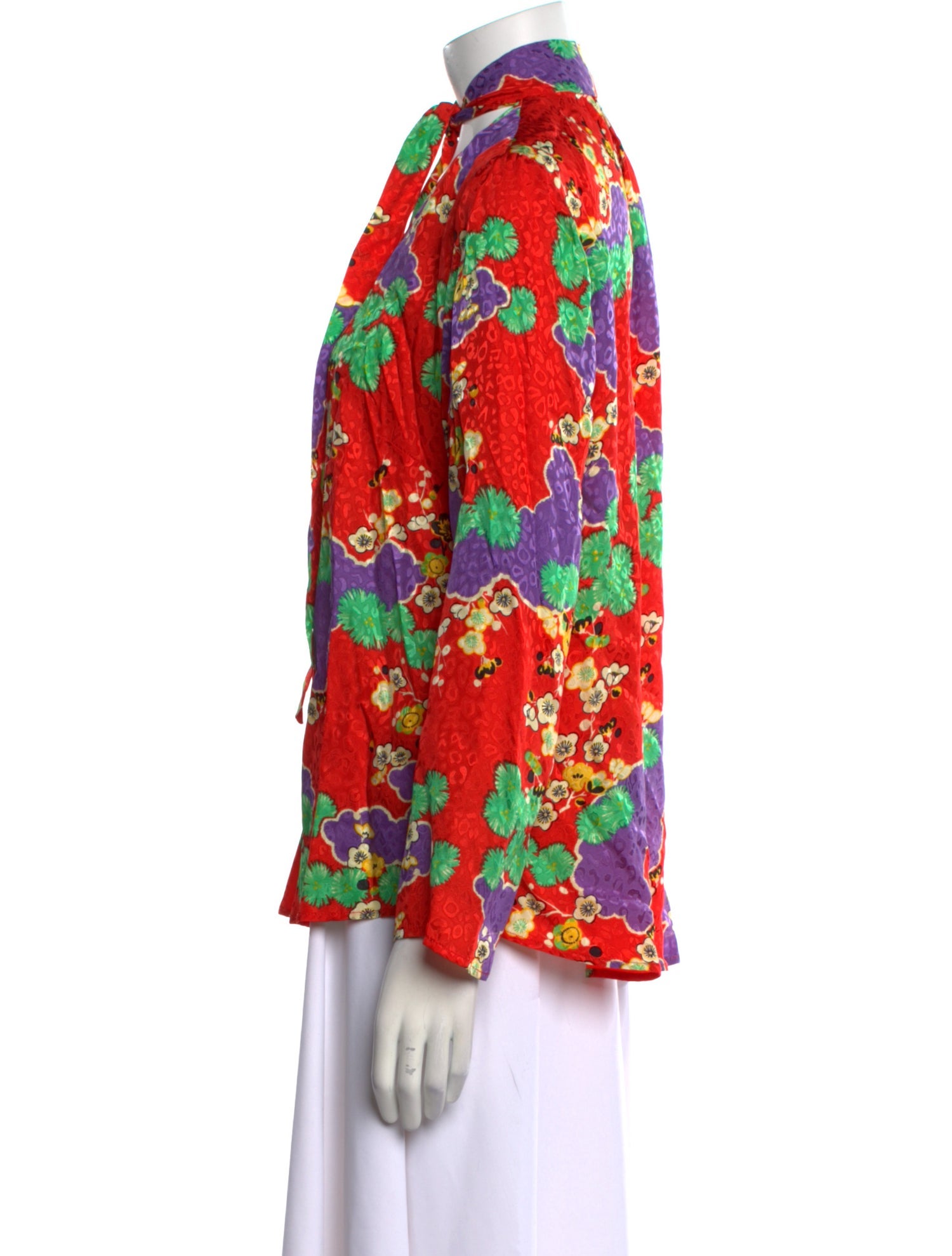 RIXO Silk Floral Print Blouse