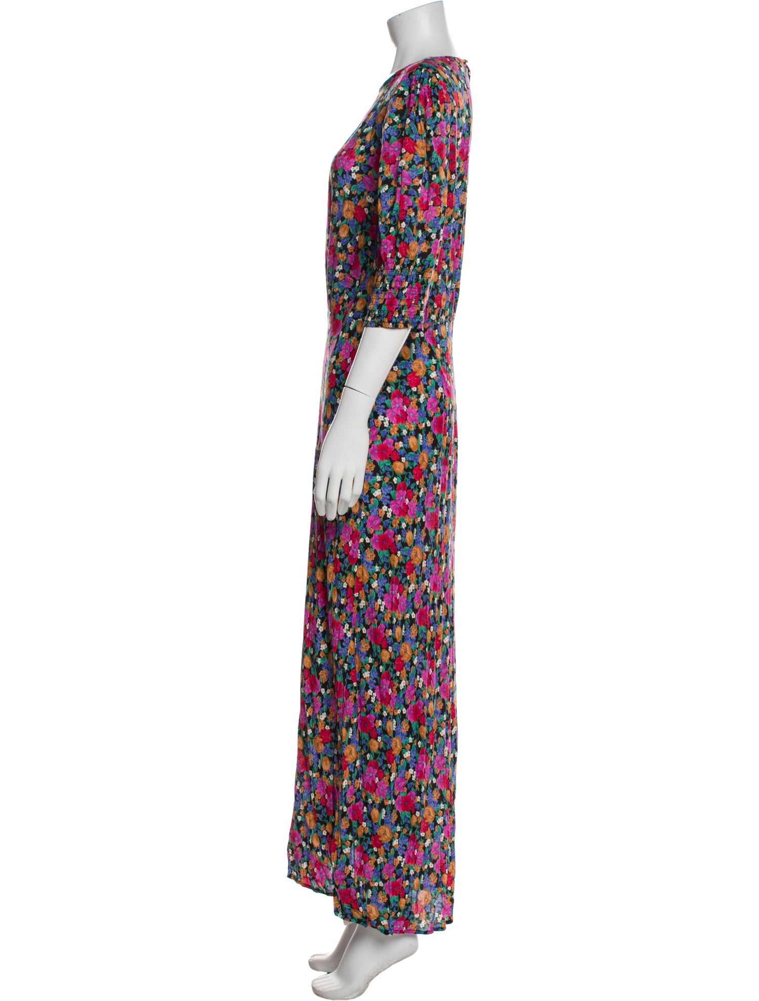 RIXO Floral Print Long Dress
