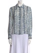 RIXO Silk Printed Button-Up Top