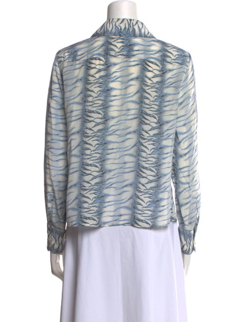 RIXO Silk Printed Button-Up Top