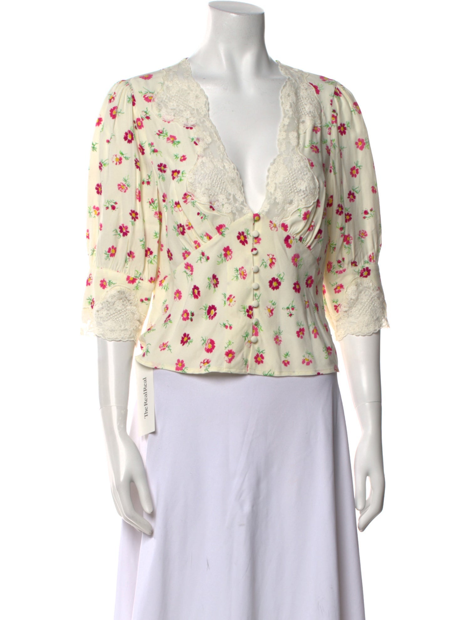 RIXO Floral Print V-Neck Crop Top