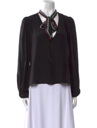 RIXO Silk V-Neck Blouse