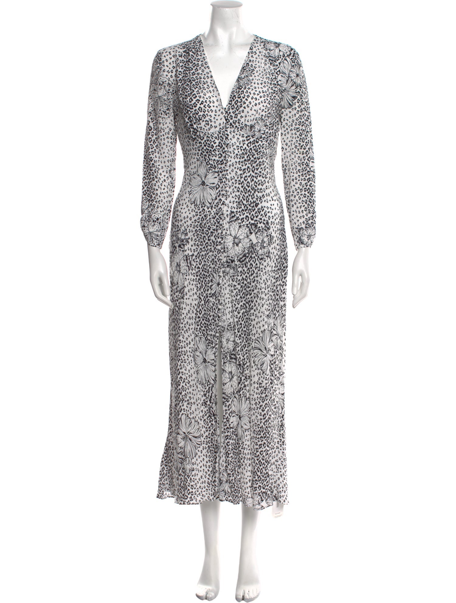 RIXO Animal Print Long Dress