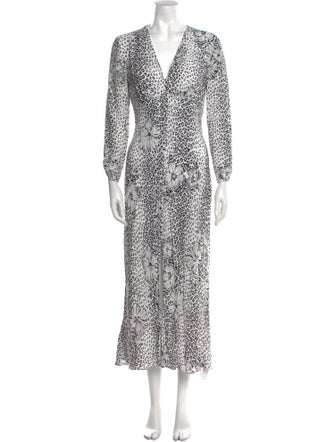 RIXO Animal Print Long Dress