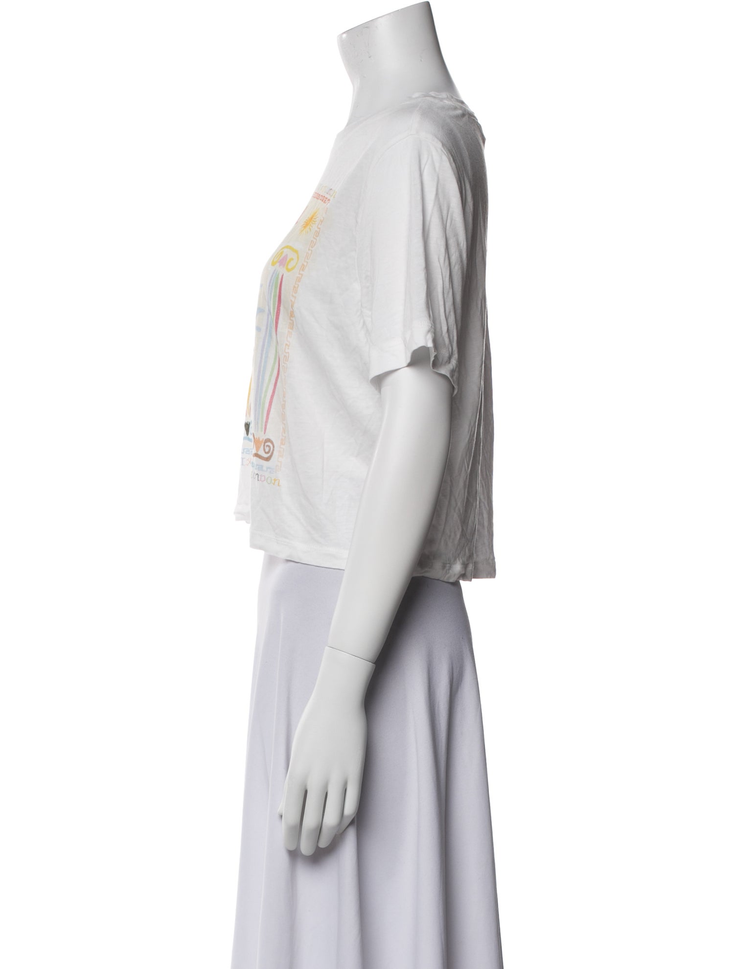 RIXO Graphic Print Crew Neck Crop Top