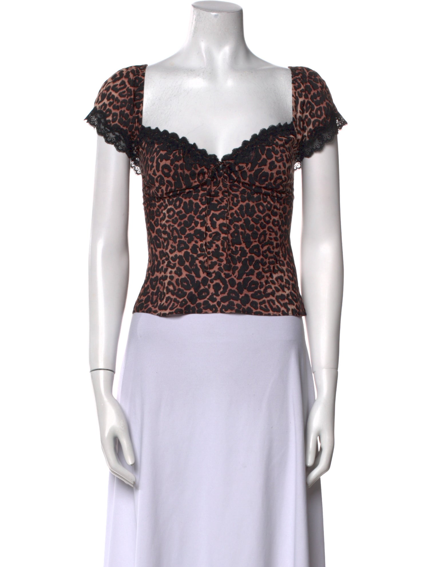 RIXO Animal Print Square Neckline Crop Top