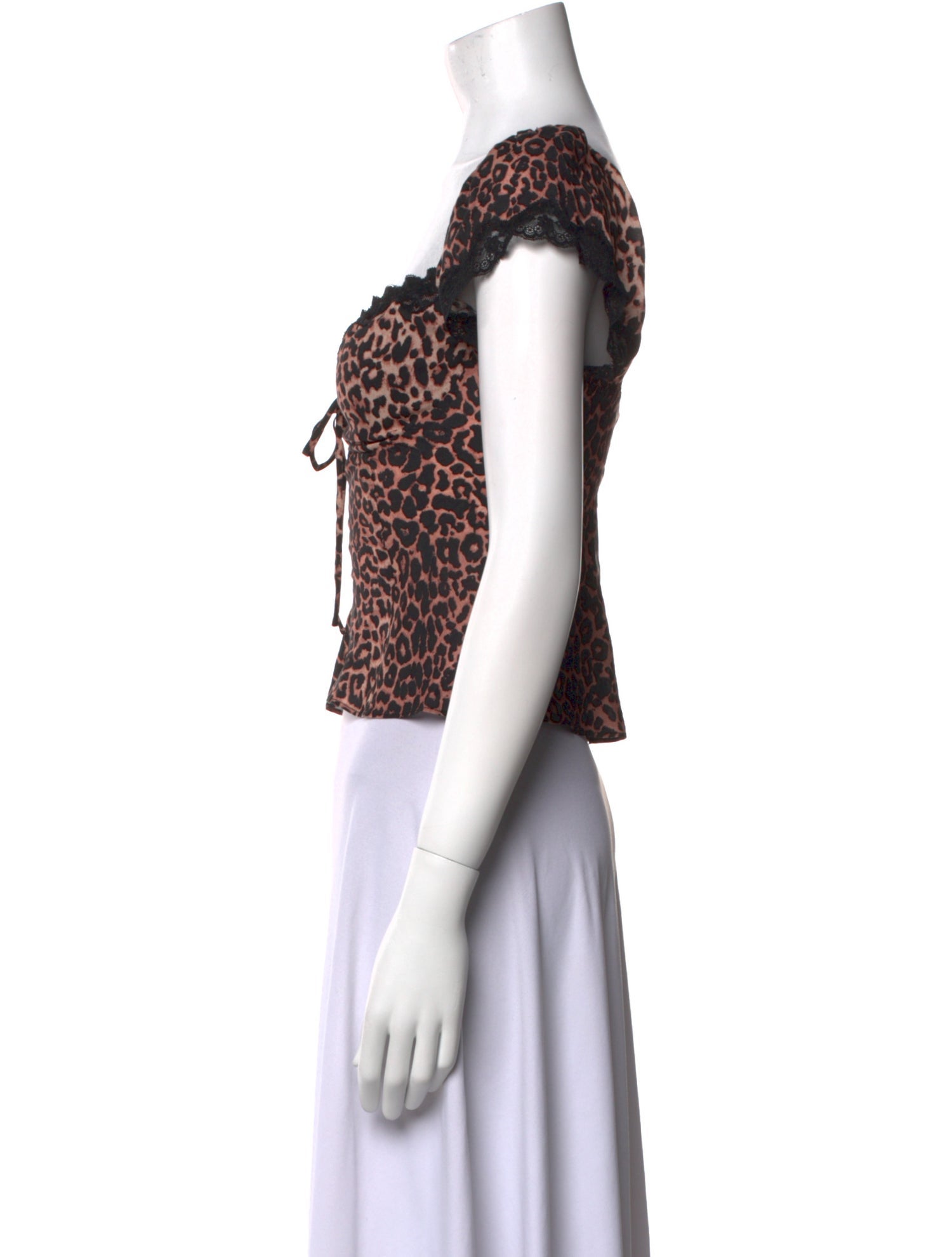RIXO Animal Print Square Neckline Crop Top