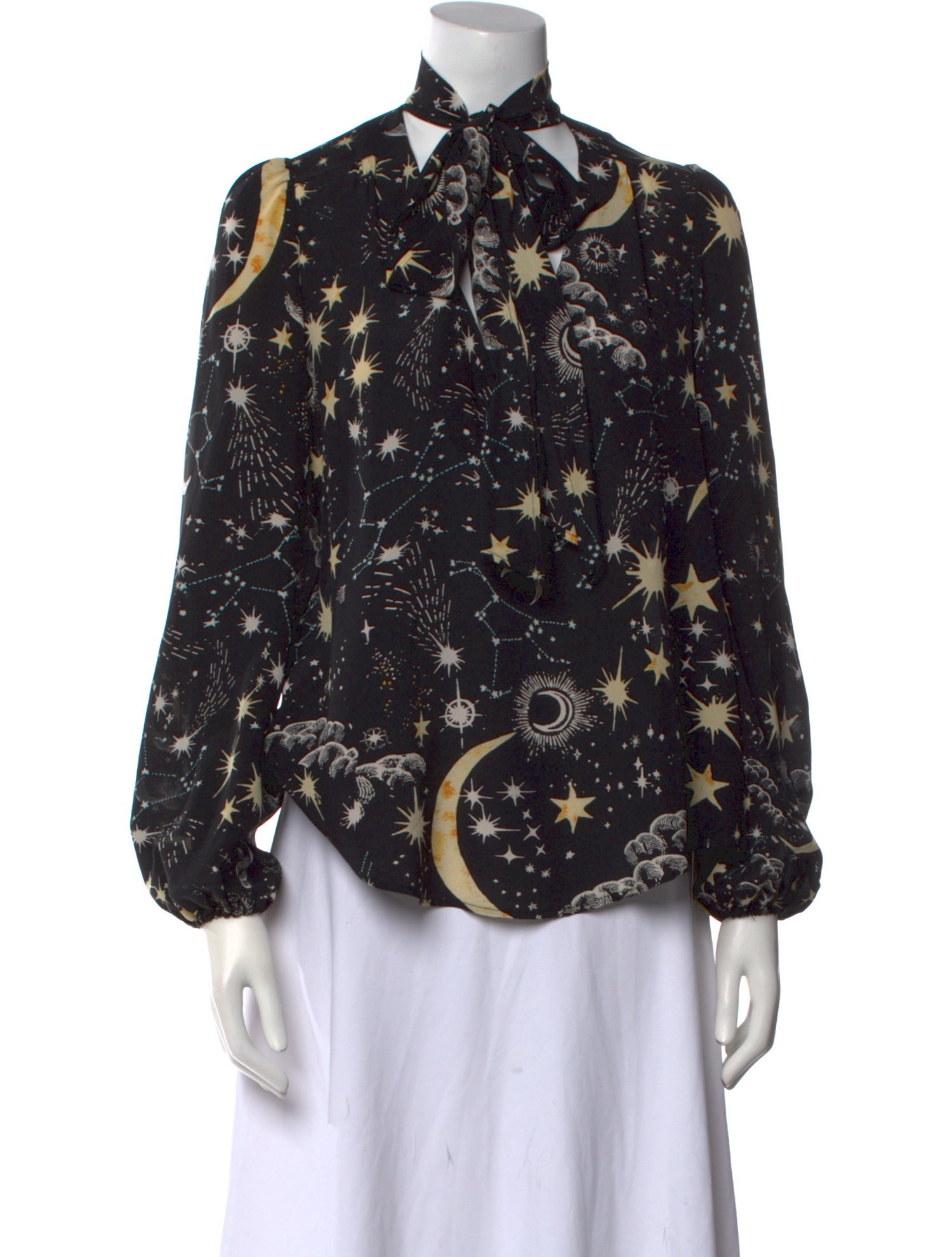 RIXO Silk Printed Blouse