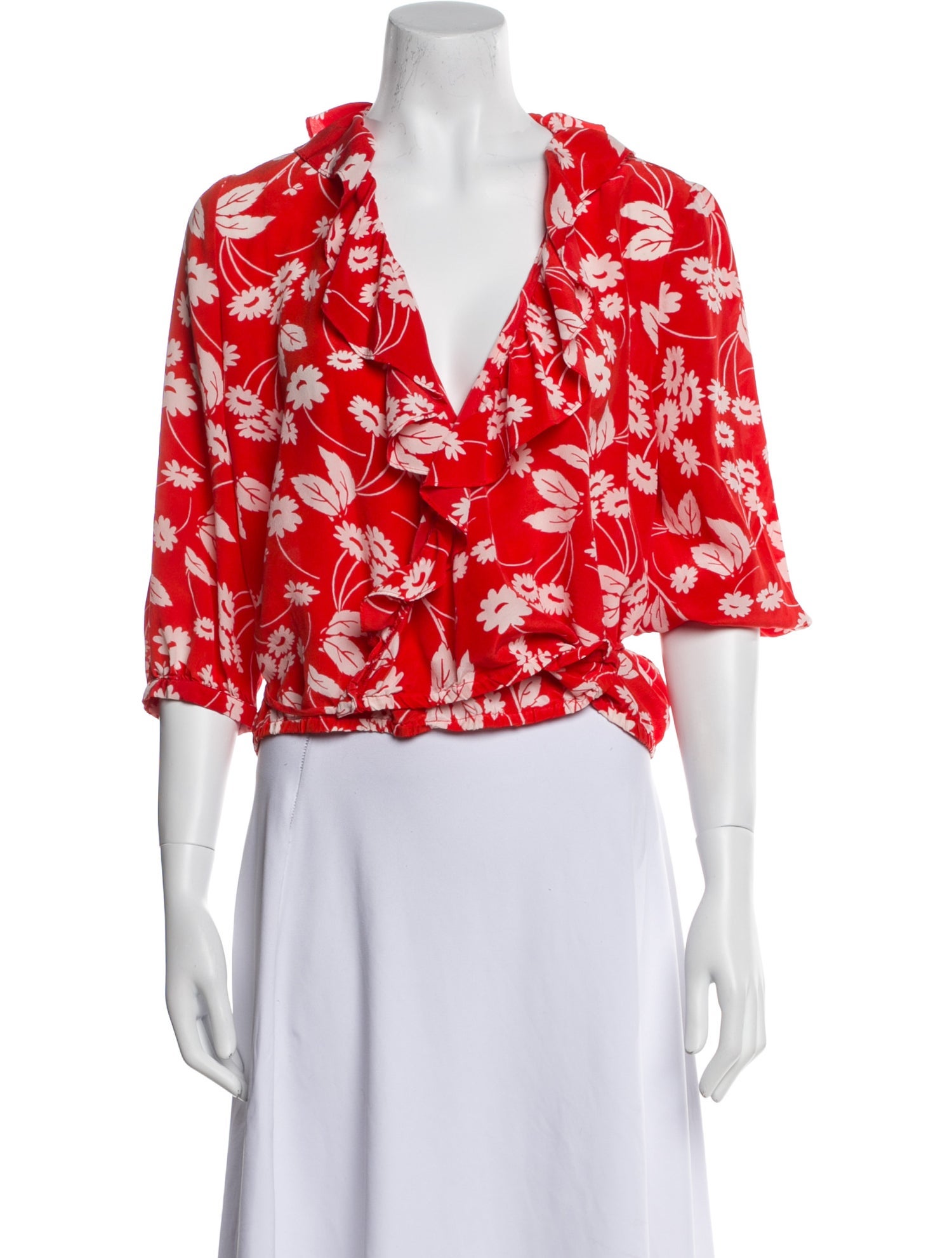 RIXO Silk Floral Print Crop Top