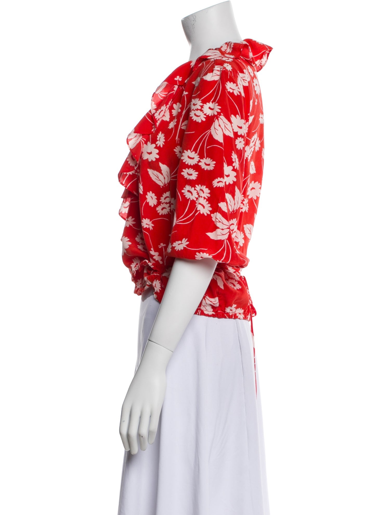 RIXO Silk Floral Print Crop Top