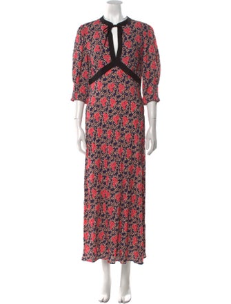RIXO Floral Print Long Dress